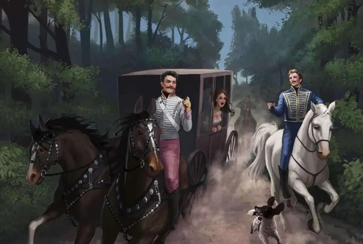 Cards, money, two hussars